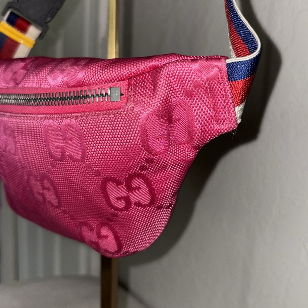 GUCCI SYLVIE SIGNATURE PINK GG FANNY PACK BELT BAG GIRLS WEB STRIPE WAIST STRAP - Picture 7 of 15